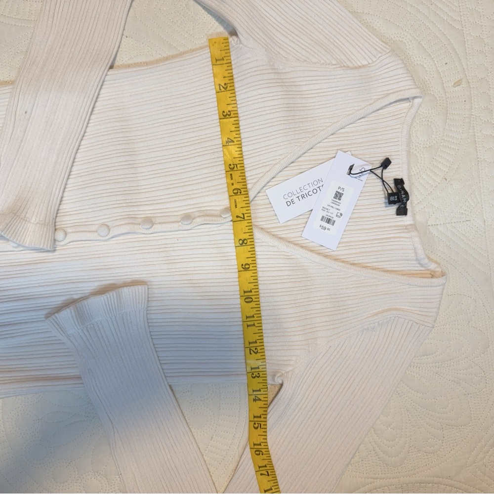 Dynamite Cream Ribbed Button-Up Cardigan - Picture 3 of 5